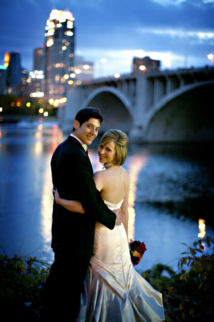 Agnes Verano Weddings and Events - special bride and groom with bridge and city background
